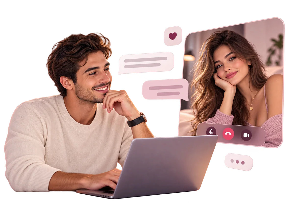 Um homem conversa online com uma companheira virtual de IA
